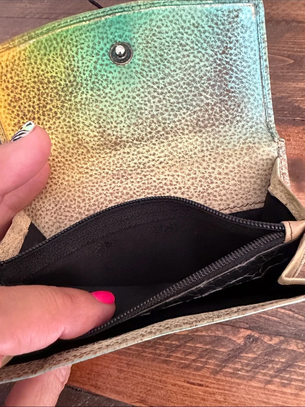 🎨 Anuschka Hand-Painted Leather Convertible 3-Way Tri-Fold Wallet 🎨 crossbody